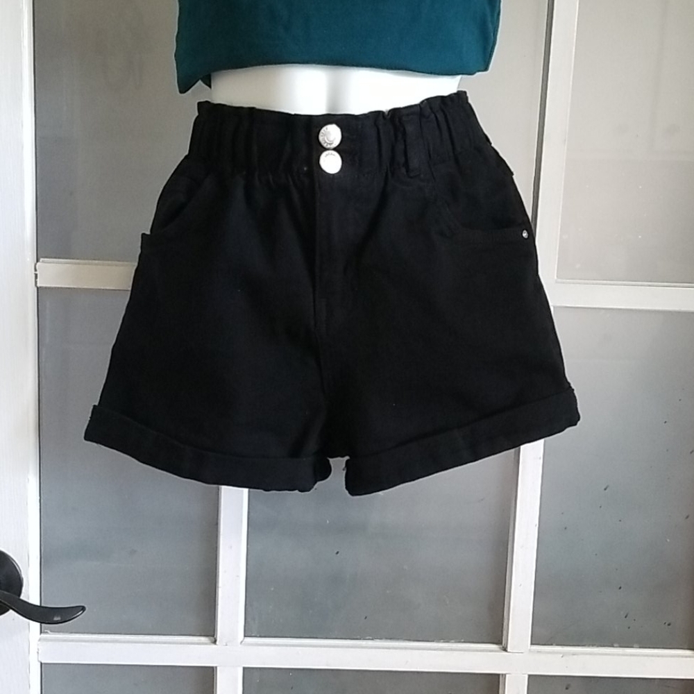 Bershka paperbag  cinched waisted jean shorts